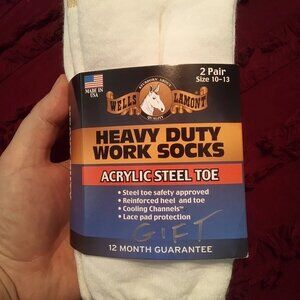 NOS Wells Lamont Men's Heavy Duty Steel Toe Work Socks, 2 Pair - Made In USA